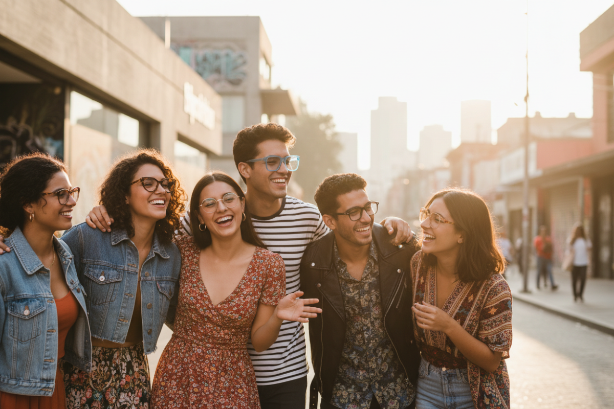 Amigos mexicanos con armazones graduados